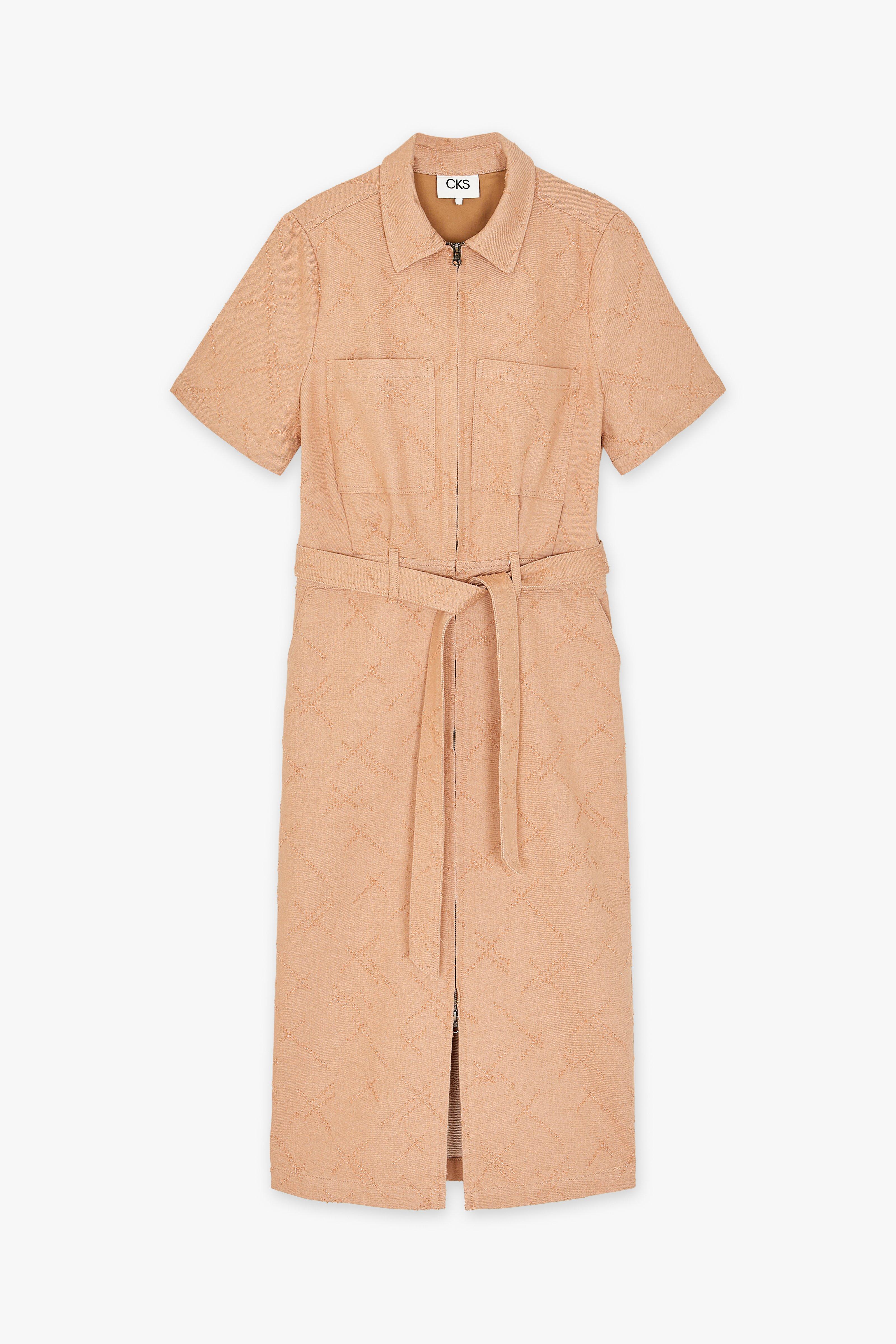 Midi jurk beige hotsell